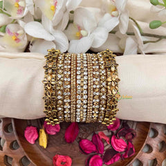 Vriksham Elegant Champagne & White Stone Silk Bangles Set-G21708