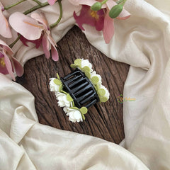 Vriksham Classic Mallipoo Jasmine With Leaf Hair Clip-KH1247