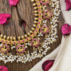 Vriksham Elegant Rice Pearl Kundan Jadau Guttapusalu Neckpiece-Duck-J2986