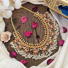 Vriksham Elegant Rice Pearl Kundan Jadau Guttapusalu Neckpiece-Duck-J2986