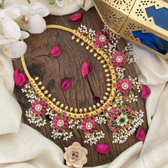 Vriksham Exquisite Dual Peacock Floral Kundan Jadau Guttapusalu Neckpiece-J2960