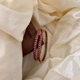 Gold Look Alike Red AD Stone Bangle Set -G14868