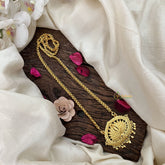 Vriksham Antique Brida Lotus Gold-Plated Pendant Chain Neckpiece- Gold Drop Bead-G19590