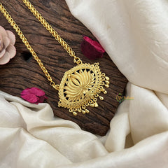 Vriksham Antique Brida Lotus Gold-Plated Pendant Chain Neckpiece- Gold Drop Bead-G19590