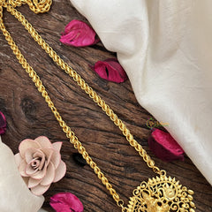 Vriksham Traditional Dual Peacock & Lakshmi Pendant Chain Neckpiece-Gold Drop Bead-G19594