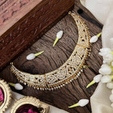 Vriksham Classic Bridal Choker Short Neckpiece-Diamond Drops-White-G21156