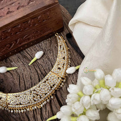 Vriksham Classic Bridal Choker Short Neckpiece-Diamond Drops-White-G21156