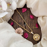 Vriksham Gold-Plated Bull With White Pendant Chain Neckpiece-G19596