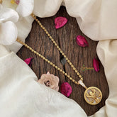 Vriksham Gold-Plated Victory Angel With White Pendant Chain Neckpiece-G19598