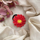 Vriksham Sunshine Red Color With Yellow Petal Flower Hair Rubber-H1241