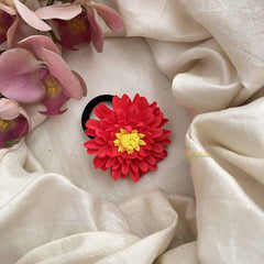 Vriksham Sunshine Red Color With Yellow Petal Flower Hair Rubber-KH1241