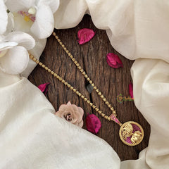 Vriksham Gold-Plated Leo Zodiac With Ruby Pendant Chain Neckpiece-G19599