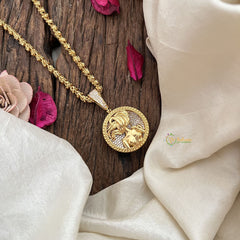 Vriksham Gold-Plated Leo Zodiac With White Pendant Chain Neckpiece-G19600