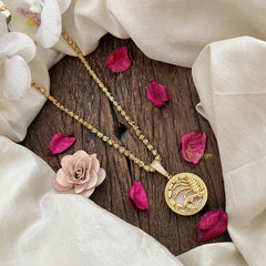 Vriksham Gold-Plated Scorpio Zodiac With White Pendant Chain Neckpiece-G19602