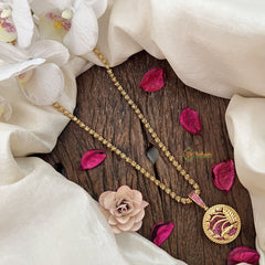 Vriksham Gold-Plated Scorpio Zodiac With Ruby Pendant Chain Neckpiece-G19601