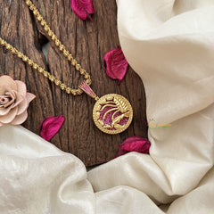 Vriksham Gold-Plated Scorpio Zodiac With Ruby Pendant Chain Neckpiece-G19601