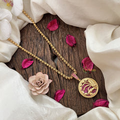 Vriksham Gold-Plated Scorpio Zodiac With Ruby Pendant Chain Neckpiece-G19601