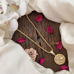 Vriksham Gold-Plated Virgo Zodiac White Accents Pendant Chain Neckpiece-G19604