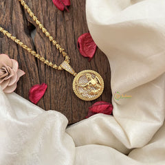 Vriksham Gold-Plated Virgo Zodiac White Accents Pendant Chain Neckpiece-G19604