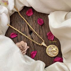 Vriksham Gold-Plated Virgo Zodiac White Accents Pendant Chain Neckpiece-G19604