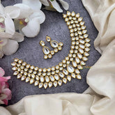 Vriksham Elegant Tear-Drop Kundan Gold Alike with Stud Earrings NeckPiece-G20364
