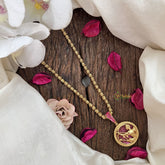 Vriksham Gold-Plated Virgo Zodiac Ruby Accents Pendant Chain Neckpiece-G19603