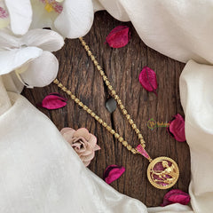 Vriksham Gold-Plated Virgo Zodiac Ruby Accents Pendant Chain Neckpiece-G19603