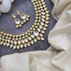 Vriksham Elegant Tear-Drop Kundan Gold Alike with Stud Earrings NeckPiece-G20364