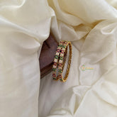 Elegant Gold Alike Red Green AD Stone Bangle Set-G14937