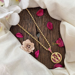 Vriksham Minimalist Gold-Plated Zodiac Sign Ruby Accents Pendant Chain Neckpiece-G19606