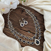 Elegant 2 Layer Purple Victorian Diamond Neckpeice-Tear Drop-VV1674