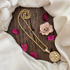 Vriksham Gold-Plated Virgo Zodiac White Accents Pendant Chain Neckpiece-G19604