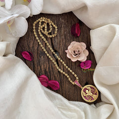 Vriksham Gold-Plated Victory Angel With Ruby Pendant Chain Neckpiece-G19597