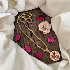 Vriksham Gold-Plated Scorpio Zodiac With Ruby Pendant Chain Neckpiece-G19601