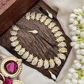 Vriksham Manga & Leaf Style Pendant Short Neckpiece-25 Right Manga-White-G21163