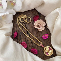 Vriksham Gold-Plated Leo Zodiac With Ruby Pendant Chain Neckpiece-G19599