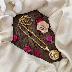 Vriksham Gold-Plated Leo Zodiac With White Pendant Chain Neckpiece-G19600