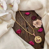 Vriksham Gold-Plated Capricorn Zodiac Ruby Accents Pendant Chain Neckpiece-G19611