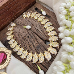 Vriksham Manga & Leaf Style Pendant Short Neckpiece-25 Right Manga-White-G21163