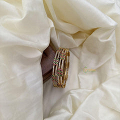 Stylish Gold Alike AD Stone Bangle Set-G14962