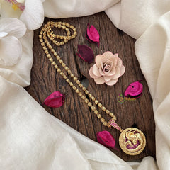 Vriksham Gold-Plated Capricorn Zodiac Ruby Accents Pendant Chain Neckpiece-G19611