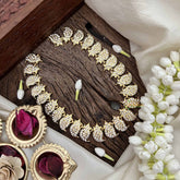 Vriksham Manga & Leaf Style Pendant Short Neckpiece-25 Left Manga-White-G21164