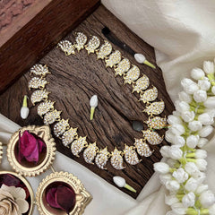 Vriksham Manga & Leaf Style Pendant Short Neckpiece-25 Left Manga-White-G21164