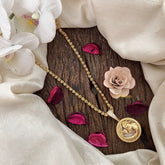 Vriksham Gold-Plated Capricorn Zodiac White Accents Pendant Chain Neckpiece-G19612