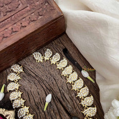 Vriksham Manga & Leaf Style Pendant Short Neckpiece-25 Left Manga-White-G21164