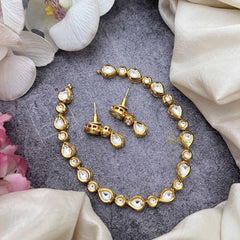 Vriksham Simple Look Pear & Round Design Gold Plated Kundan Neckpiece-G20371