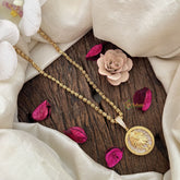 Vriksham Gold-Plated Leo Zodiac Design White Accents Pendant Chain Neckpiece-G19608