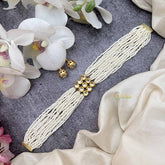 Vriksham Elegant Kundan Square Pendant With Multilayer Pearl Choker Neckpiece-G20374