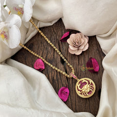 Vriksham Gold-Plated Scorpion Symbol Ruby Accents Pendant Chain Neckpiece-G19609