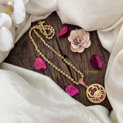 Vriksham Gold-Plated Scorpion Symbol Ruby Accents Pendant Chain Neckpiece-G19609